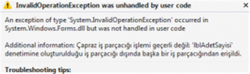 C# – Çapraz İş Parçacığı İşlemi Geçerli Değil Hatası ve Çözümü